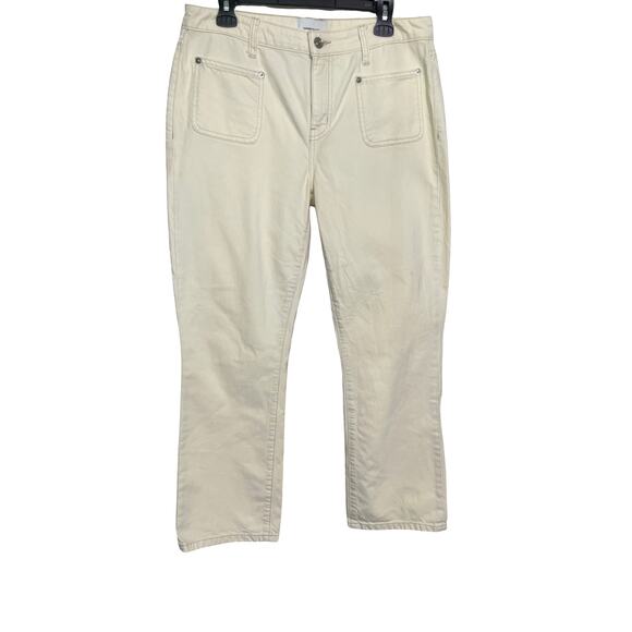 Current/Elliott Cream Utility Straight Leg Jeans Size 31 Off White Denim - Picture 1 of 8